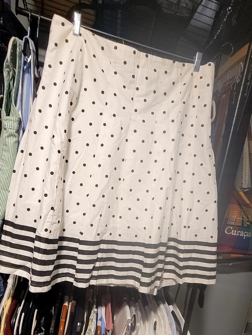 Polka Dot A-Line Skirt in White and Black